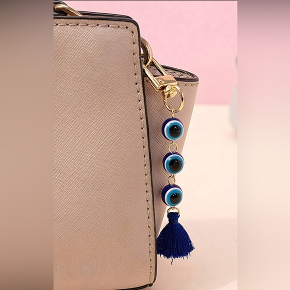 Car Hanging Tassel Keychain, Blue Evil Eye Keychain,  purse Keyring, Lucky Charm - Picture 3 of 4